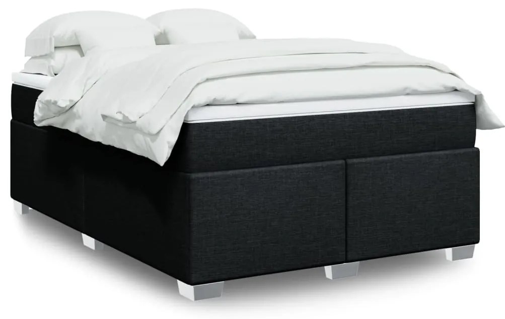 vidaXL Cama com molas/colchão 140x190 cm tecido preto