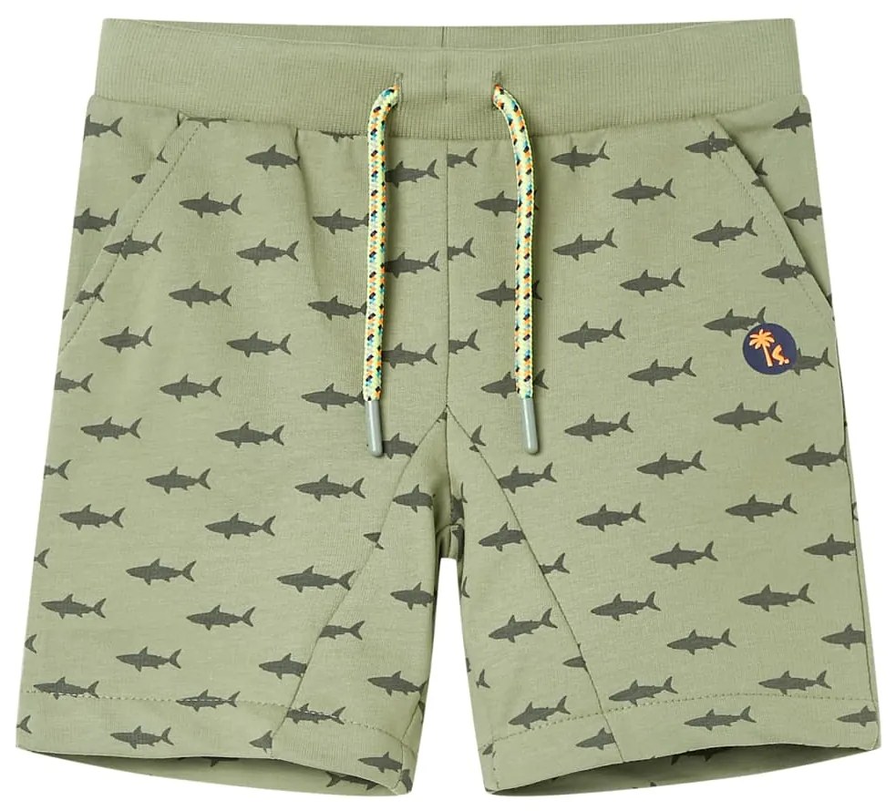 Calções de criança com cordão cor caqui-claro 140