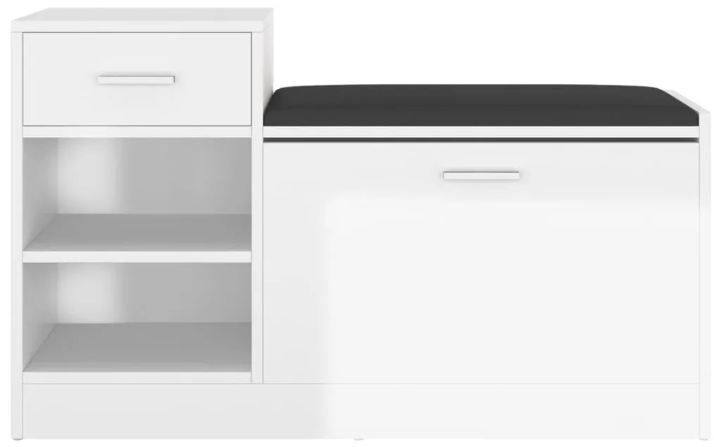 Banco sapateira 94,5x31x57cm derivados madeira branco brilhante