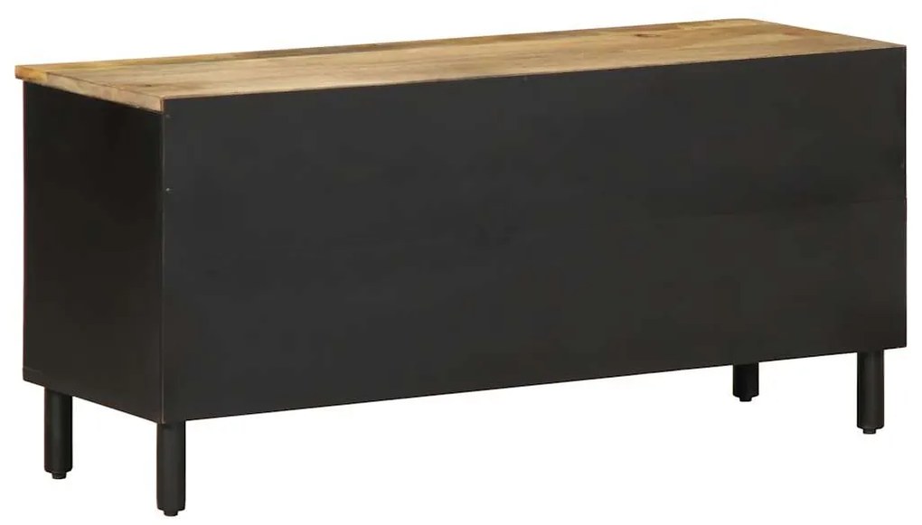 Móvel de TV 100x33,5x46cm madeira mangueira áspera maciça preto