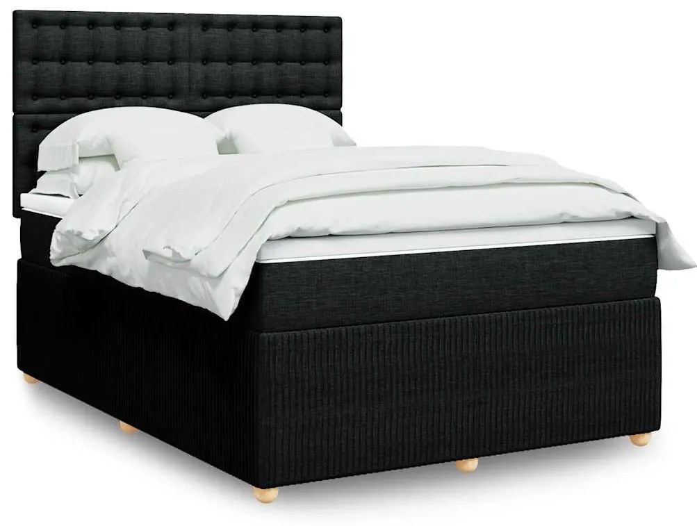 vidaXL Cama com molas/colchão 140x190 cm tecido preto