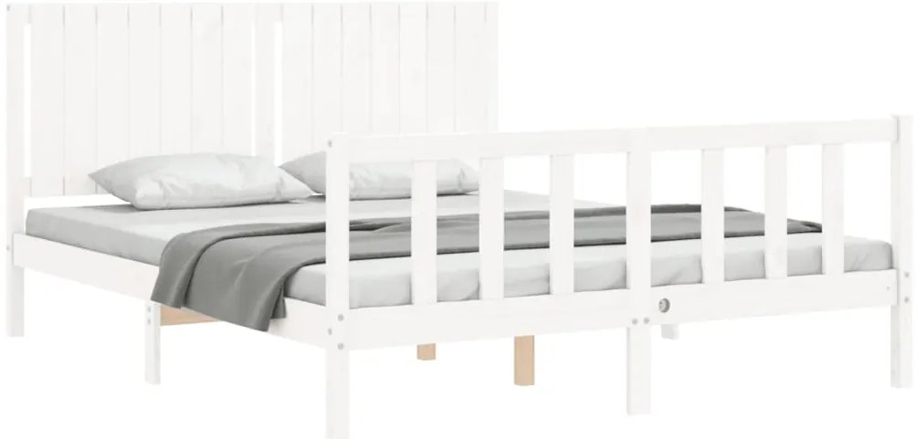 Cama sem colchão 160x200 cm madeira de pinho maciça branco
