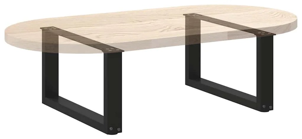 Pés para mesa de centro em formato de U, 2 peças, preto, 60x(30-31) cm