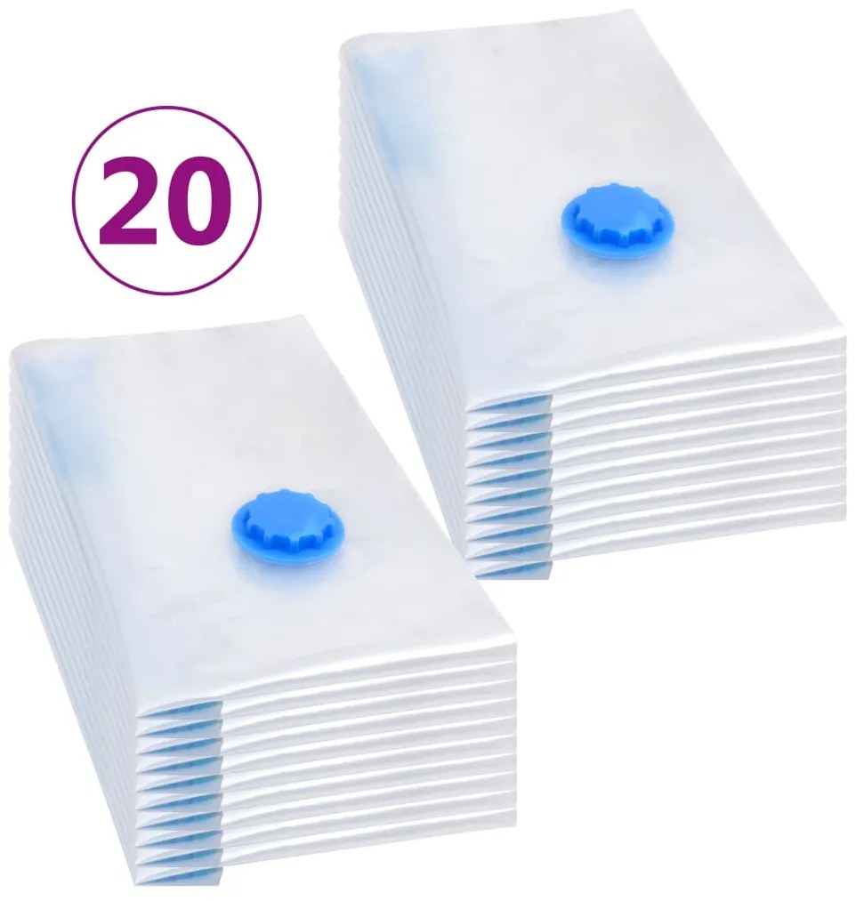 Sacos para arrumação de roupas a vácuo 60x40 cm 20 pcs