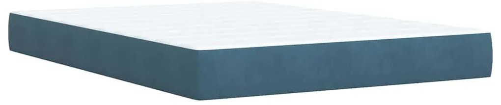 Cama com molas/colchão 140x200 cm veludo azul-escuro