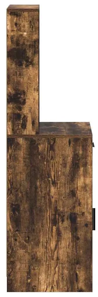 Armário Alto em Carvalho Fumado, 40x41x135 cm, Feito de Madeira Engenh