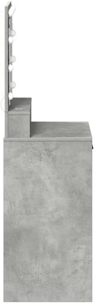 Mesa de Maquilhagem vidaXL com Luzes LED Cinza Concreto 50x41x135 cm