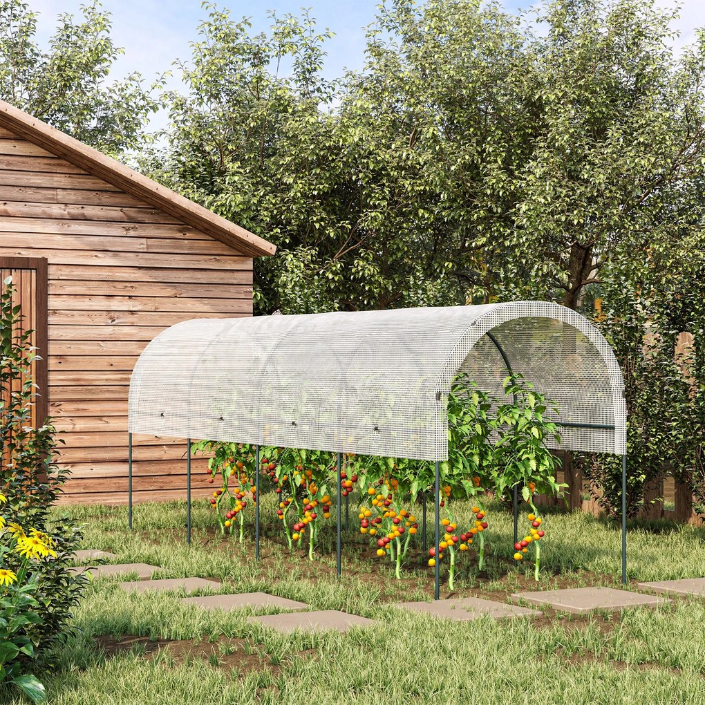 Estufa de jardim para tomates 4 x 1,20 x 1,70 m, com 5 arcos de aço - cobertura em PE