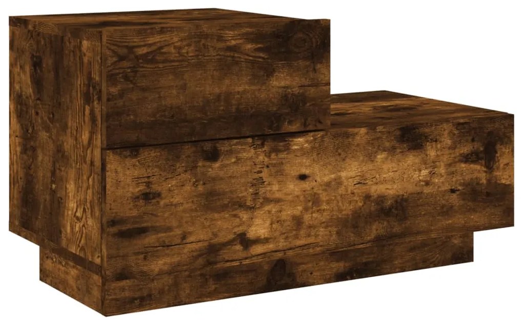 Mesa de cabeceira com luzes LED 70x36x40,5 cm carvalho fumado
