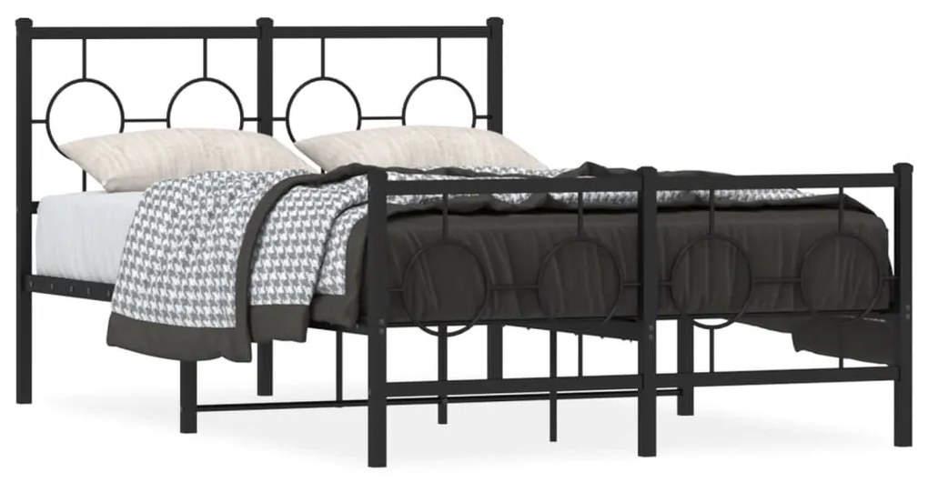vidaXL Estrutura de cama com cabeceira e pés 120x200 cm metal preto