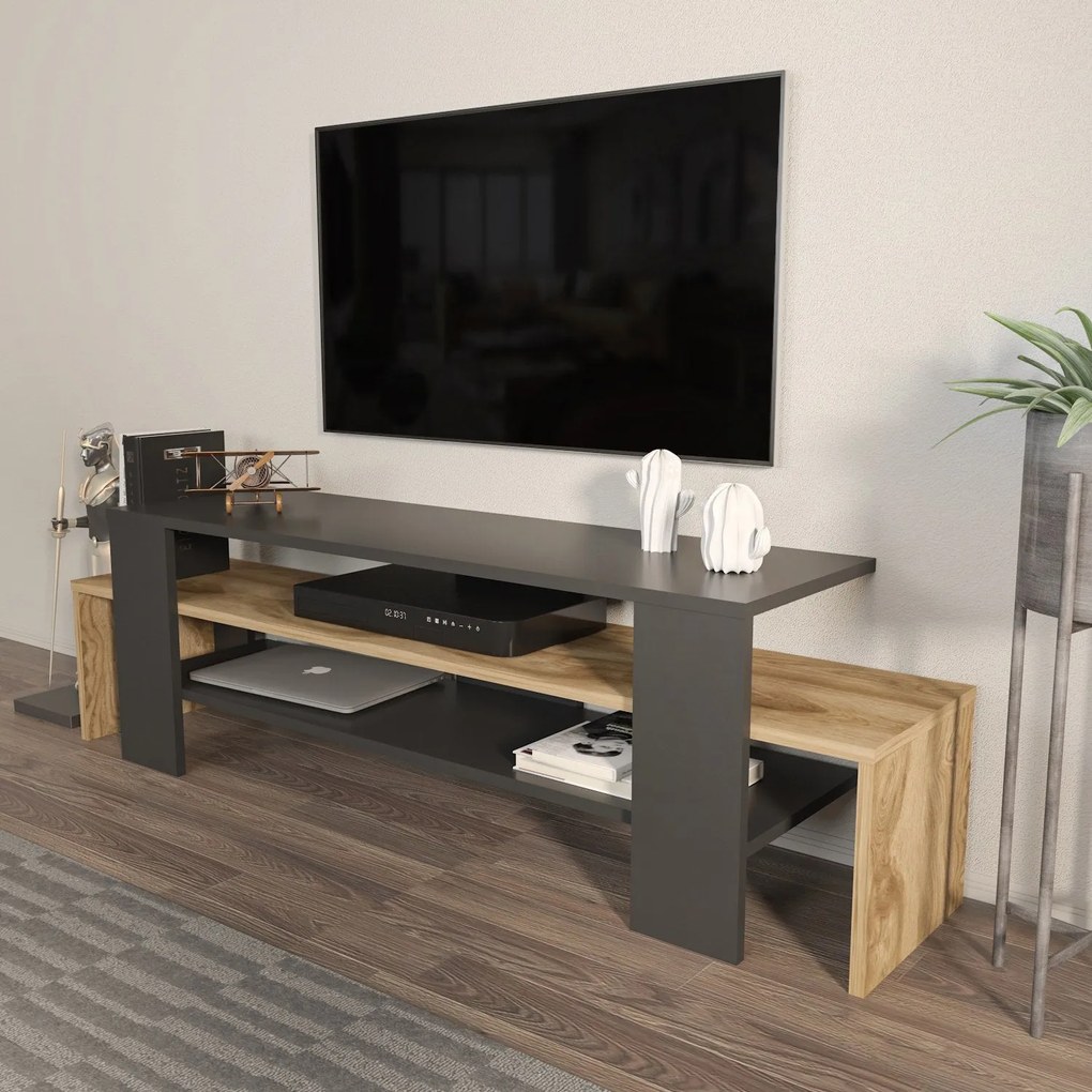 TV Stand Lenora – Carvalho Preto – 150 cm x 45 cm x 35 cm