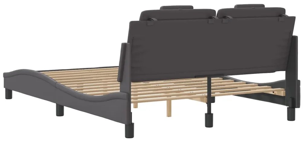 Estrutura cama c/ cabeceira 120x200cm couro artificial cinzento
