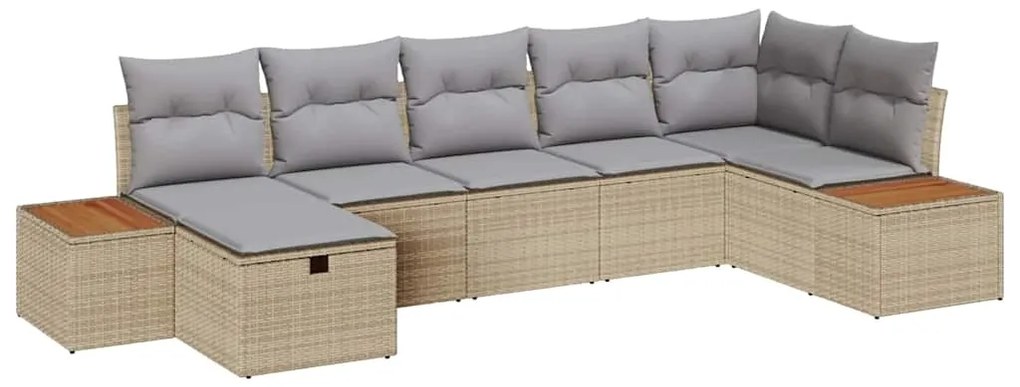 Conjunto de Sofá de Jardim vidaXL com Almofadas Bege Vime PE