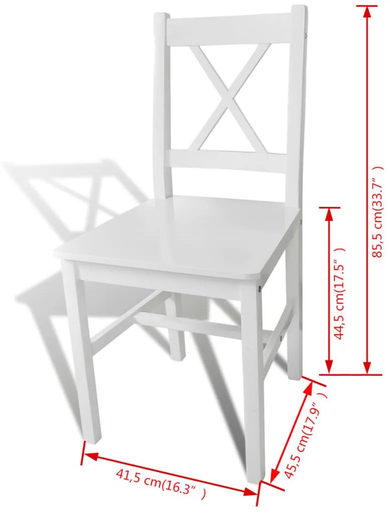 Cadeiras de jantar 2 pcs madeira de pinho branco