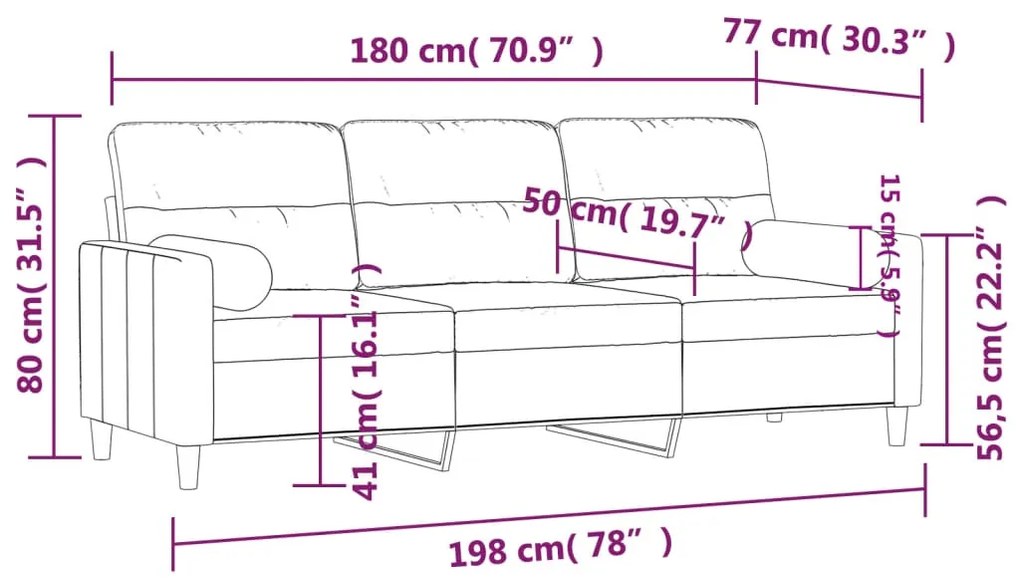 Sofá 3 lugares + almofadas decorativas 180 cm tecido preto
