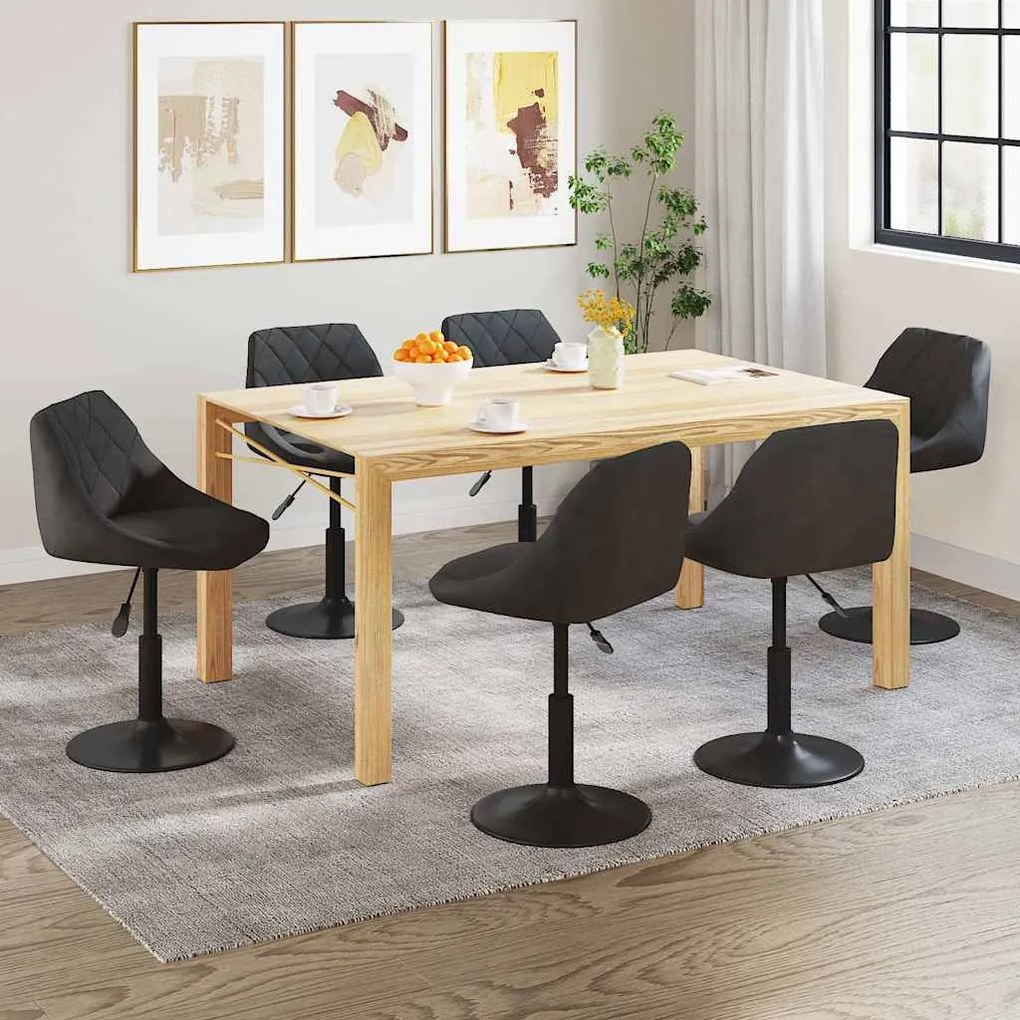 Cadeiras de jantar giratórias 6 pcs veludo preto