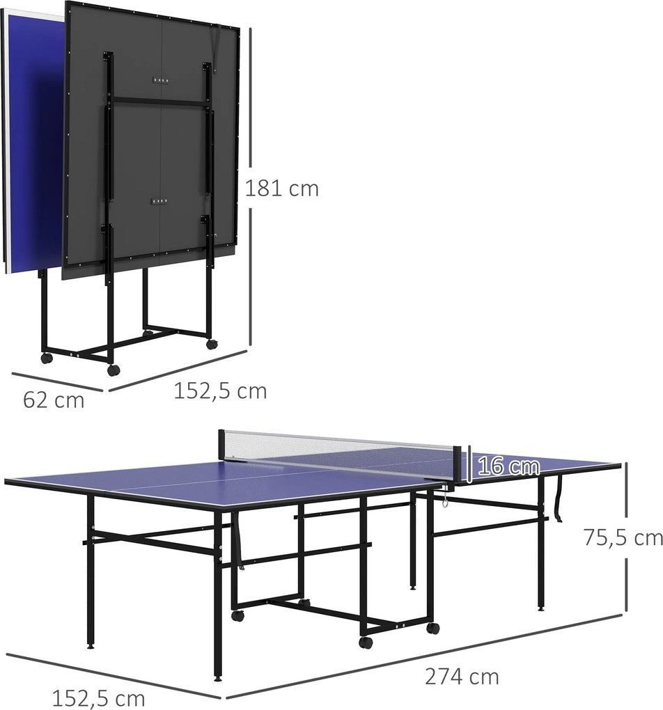Mesa de Ping Pong Dobrável Mesa de Ping Pong Profissional com 4 Rodas