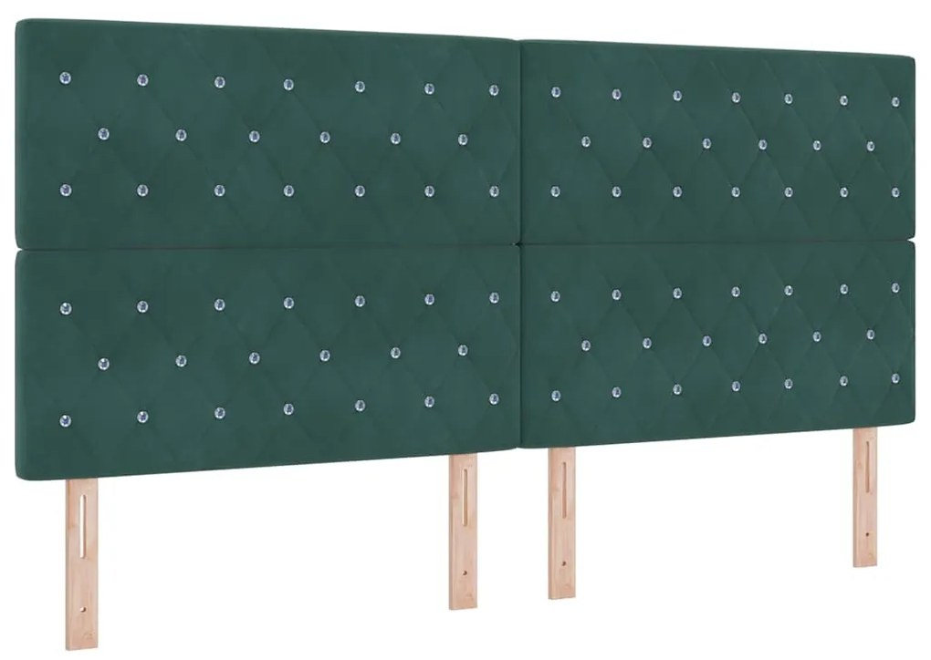 Cabeceira em Veludo Verde Escuro com Botão de Cristal Tufted 200 cm