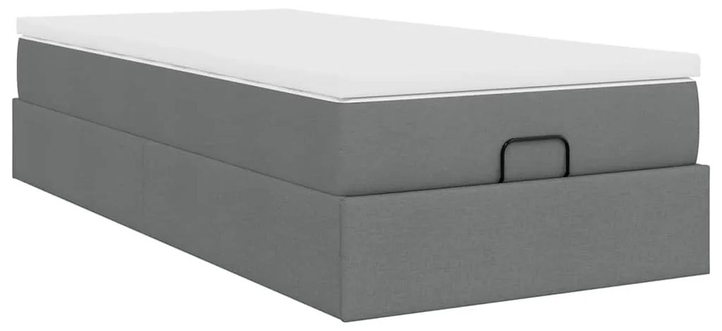 Estrutura cama otomana colchão 90x200 cm tecido cinzento escuro