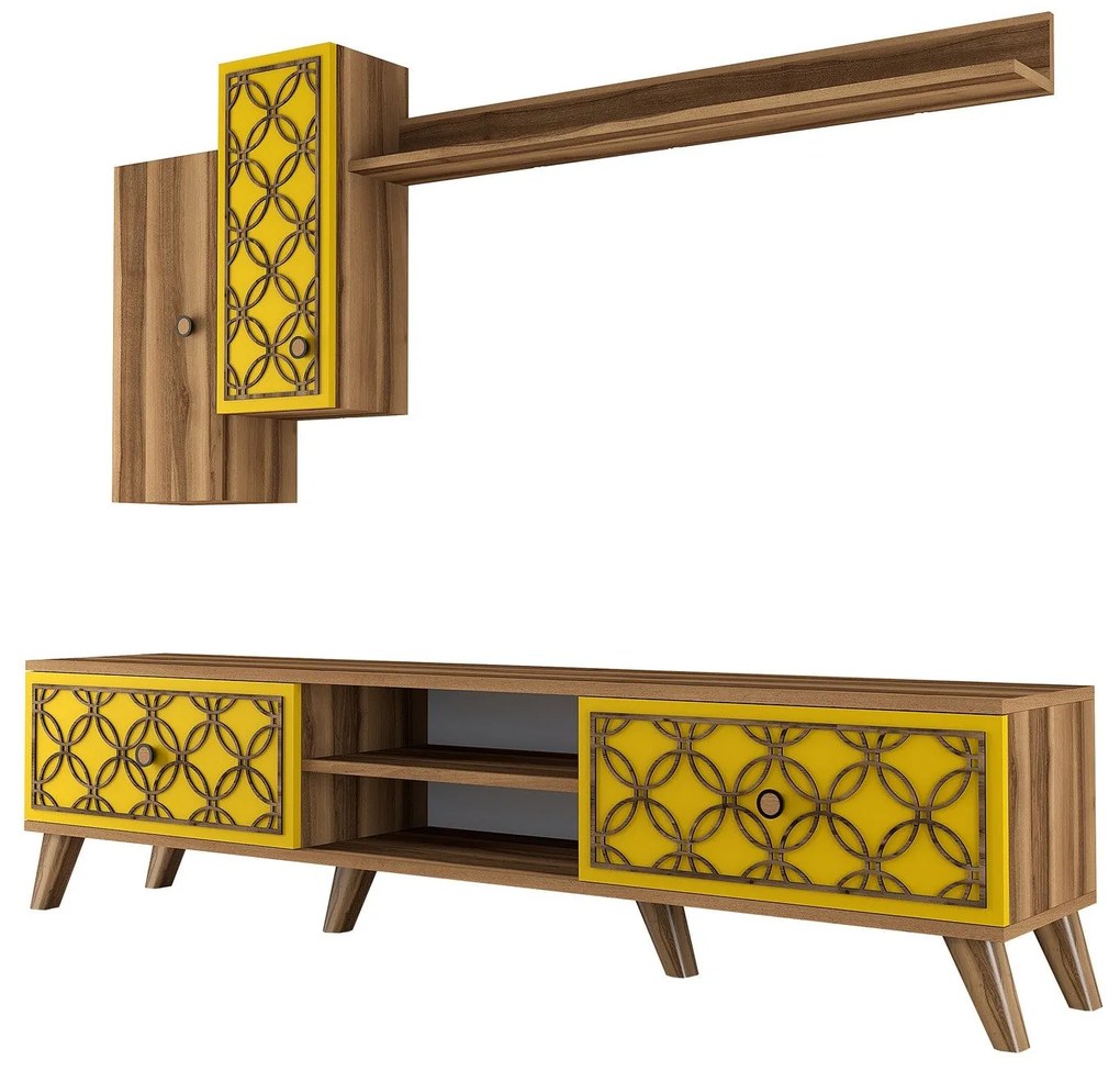 Unidade TV ClassS – Walnut Yellow – 180x44x35 cm