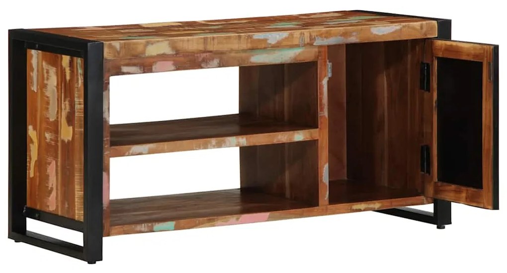 Banco de Sapatos Multicolorido 100x40x50 cm Madeira Recuperada