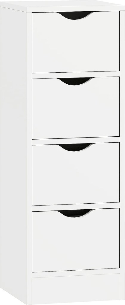 HOMCOM Móvel de casa de banho, móvel de arrumação com 4 gavetas e puxadores em ranhura, 29 x 29 x 83 cm, branco | Aosom Portugal