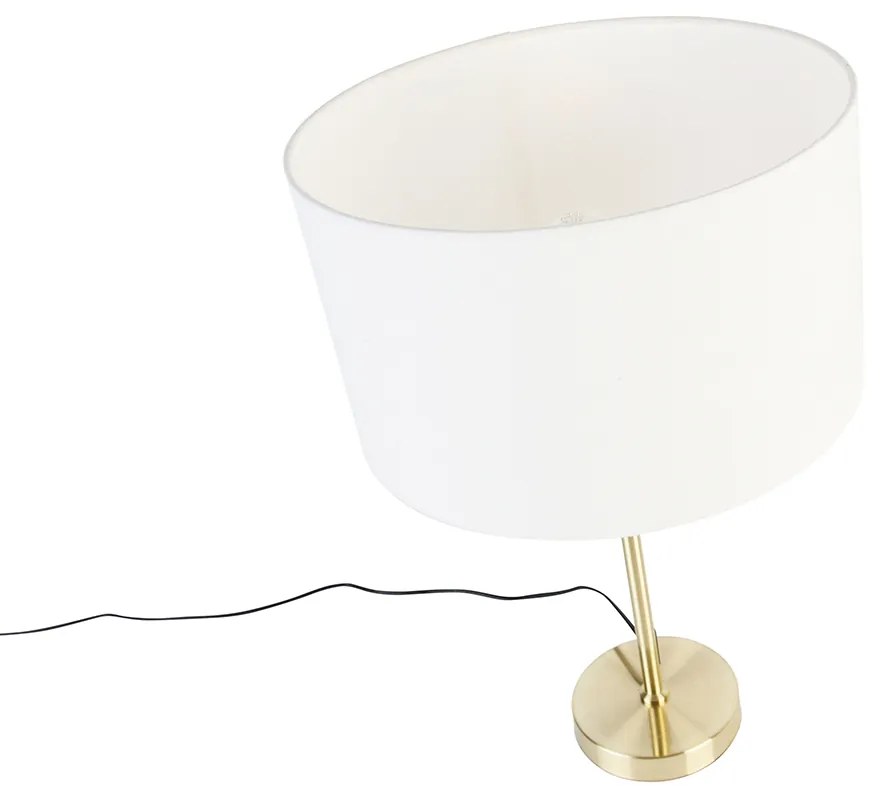 Candeeiro de mesa dourado regulável com abajur branco 35 cm - Parte Design