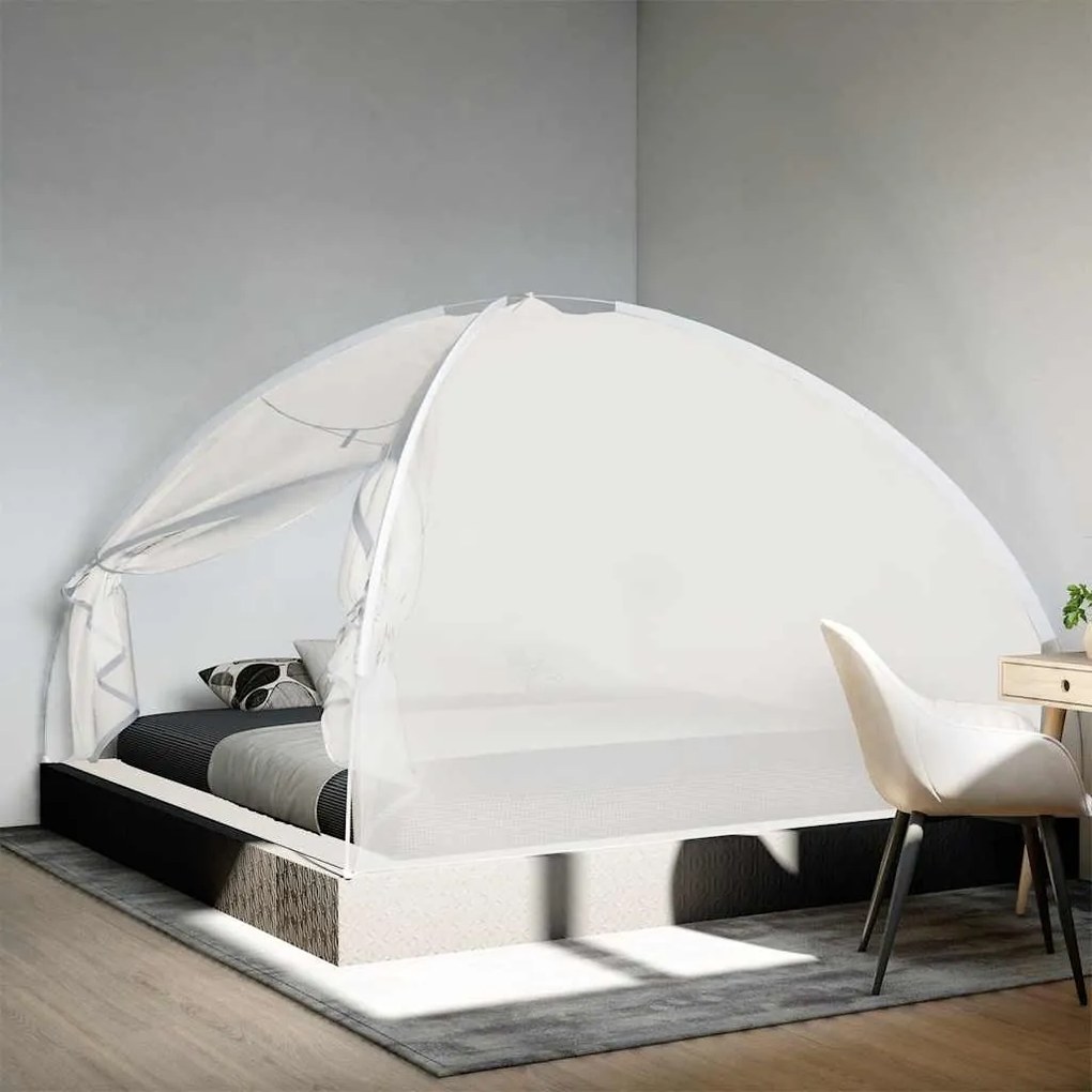 vidaXL Rede mosquiteira com portas malha 220 200x200x130 cm branco