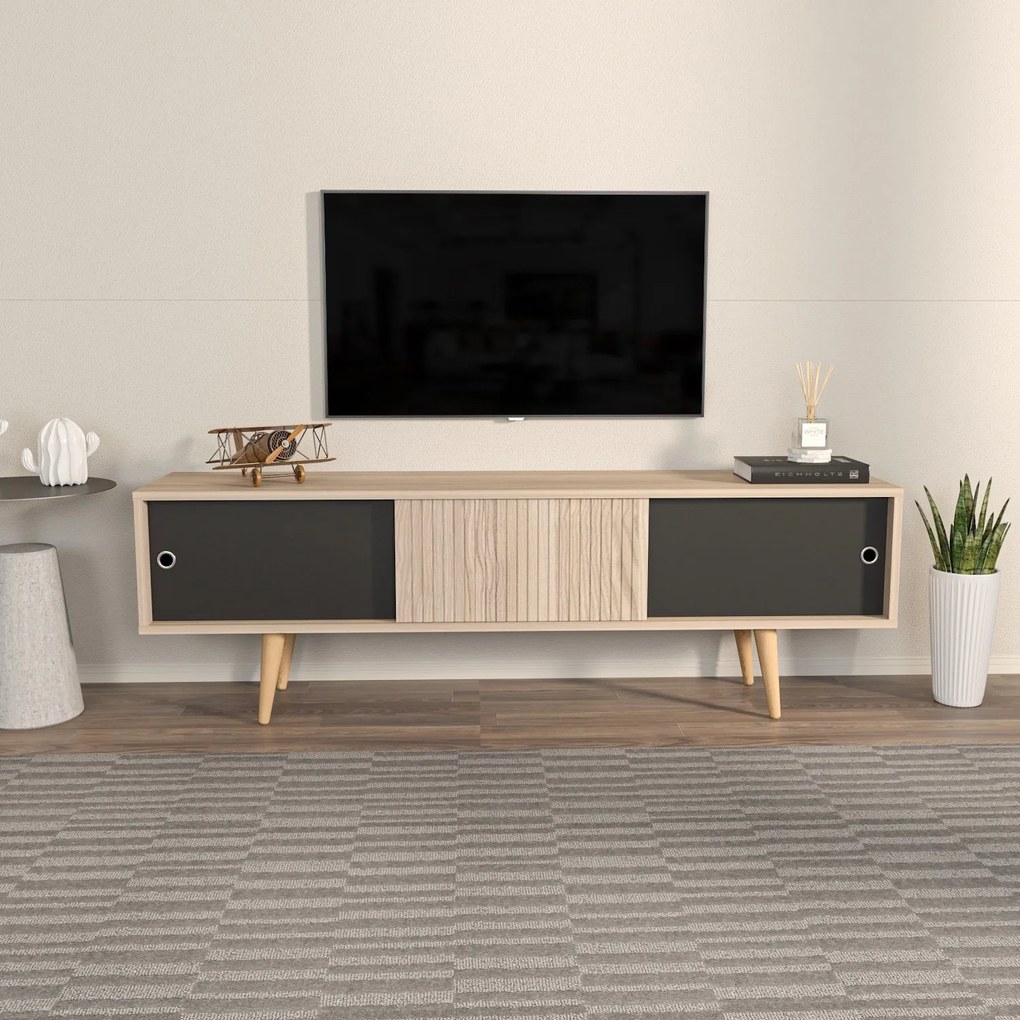 Móvel TV Ecrin – Carvalho Preto – 160x45x34,5 cm
