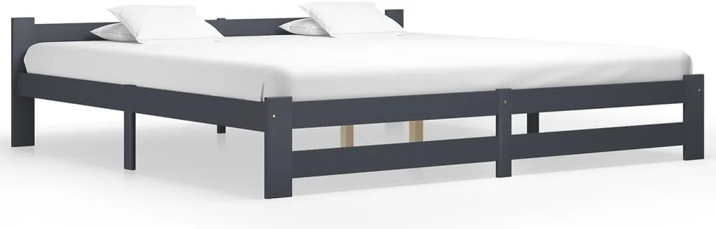 Estrutura de cama 200x200 cm pinho maciço cinzento-escuro