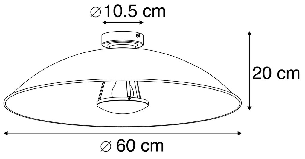 LED Candeeiro de teto inteligente preto e dourado 60 cm com WiFi A60 - Emilienne Moderno