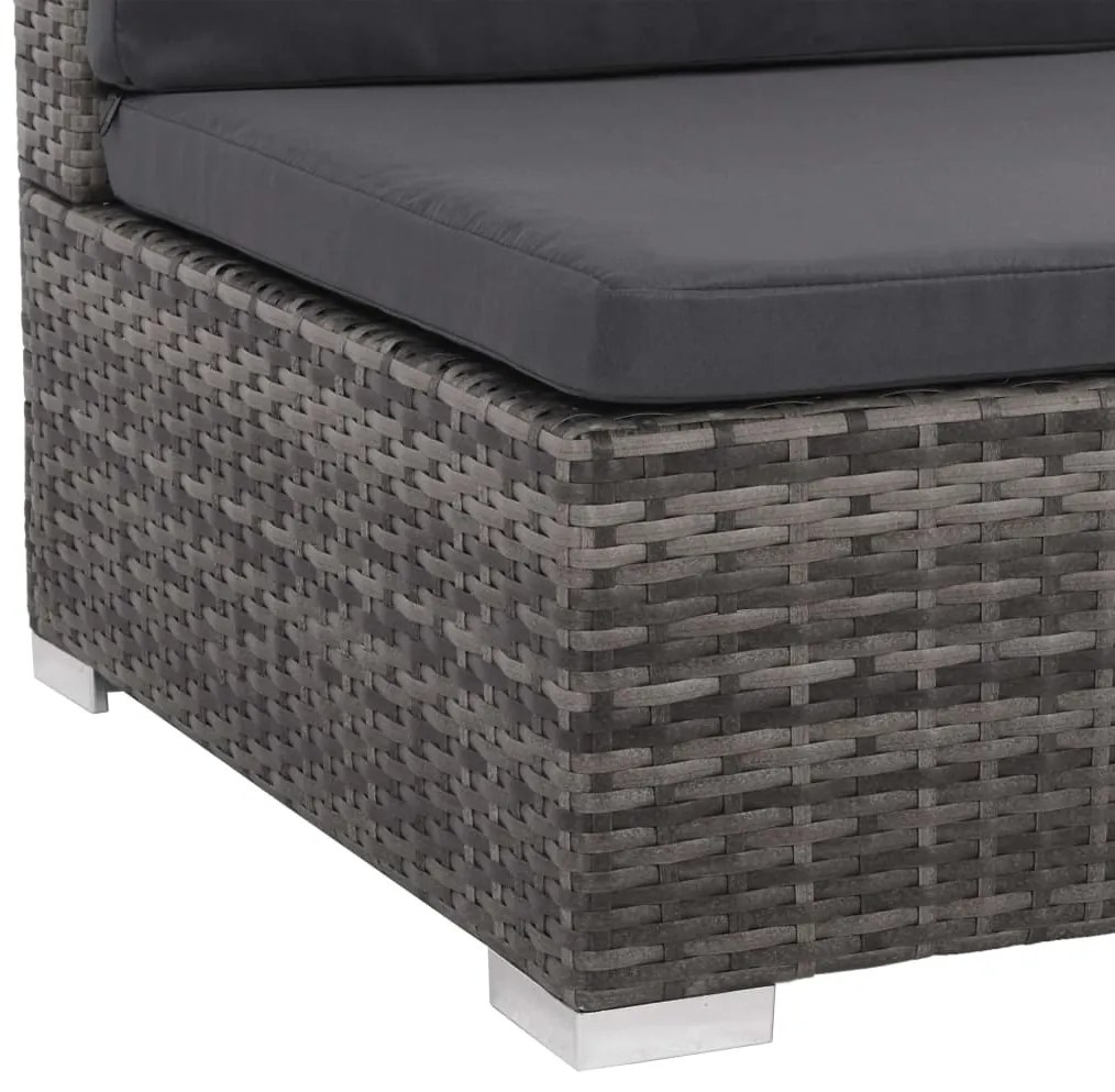 8 pcs conjunto lounge de jardim c/ almofadões vime PE cinzento