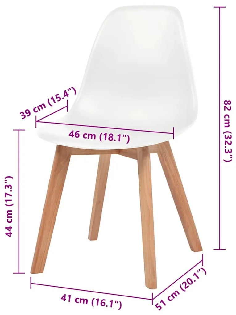 Cadeiras de jantar 6 pcs plástico branco