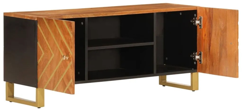 Móvel de TV 105x33,5x46 cm mangueira maciça castanho e preto