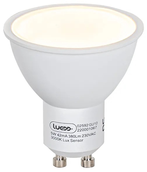 Conjunto de 5 Lâmpada LED GU10 sensor claro-escuro 5W 380 lm 3000K