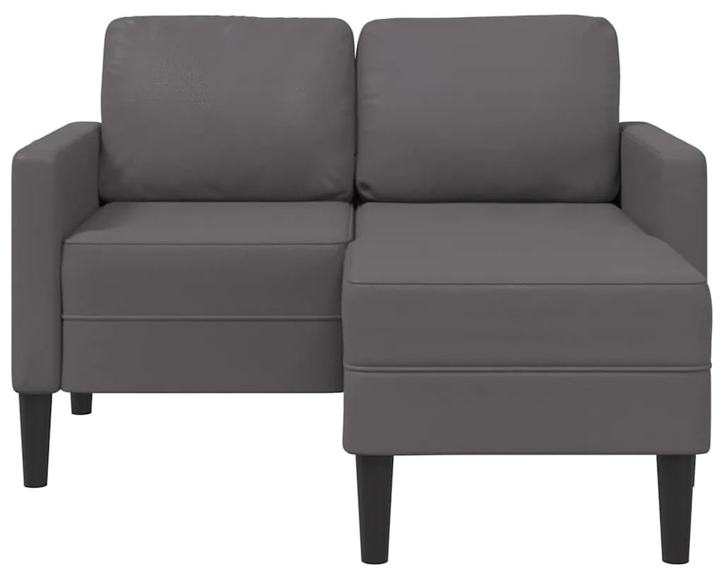 Sofá 2 lugares com Chaise em L 125 cm couro artificial cinzento