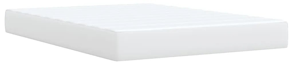 Cama com molas/colchão 140x200 cm couro artificial branco
