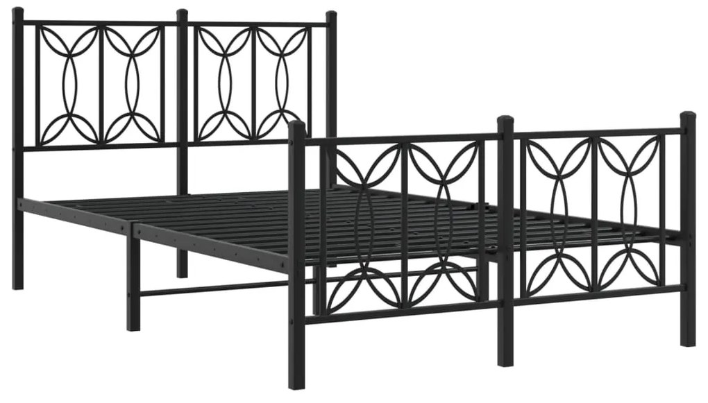 Estrutura de cama com cabeceira e pés 120x190 cm metal preto