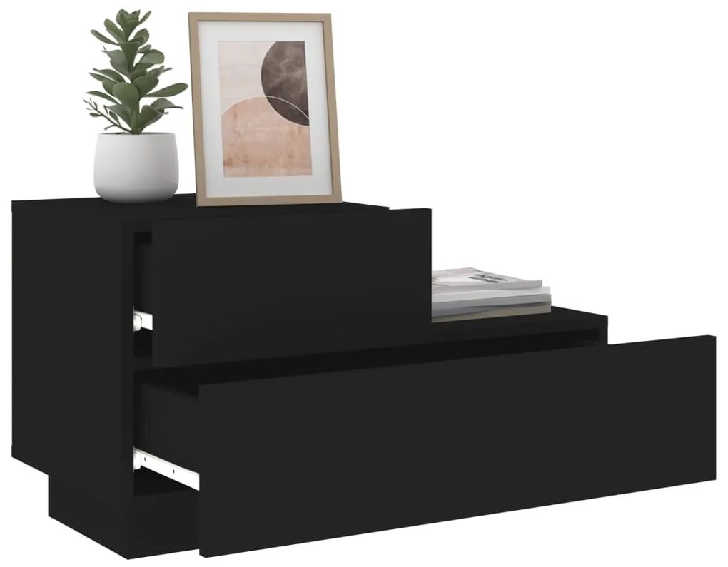 Mesa de cabeceira com luzes LED 70x36x40,5 cm preto