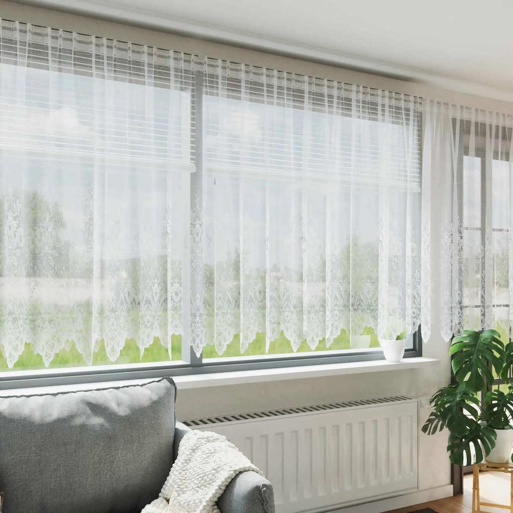 vidaXL Cortina de Renda com cortinas Branco 160 x 900 cm Poliéster