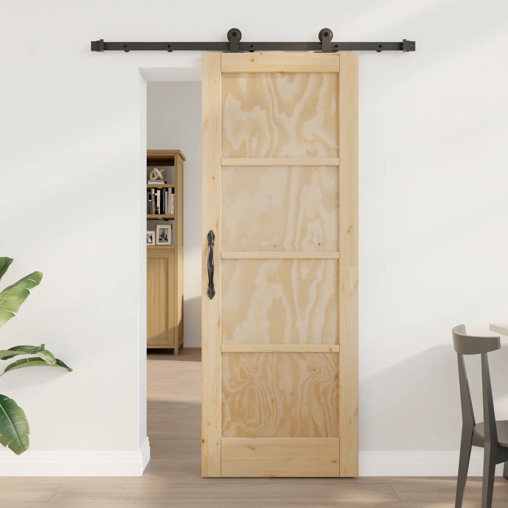 vidaXL Porta Deslizante com Conjunto de Ferragens 'ORKDAL'de Madeira Maciça de Pinho