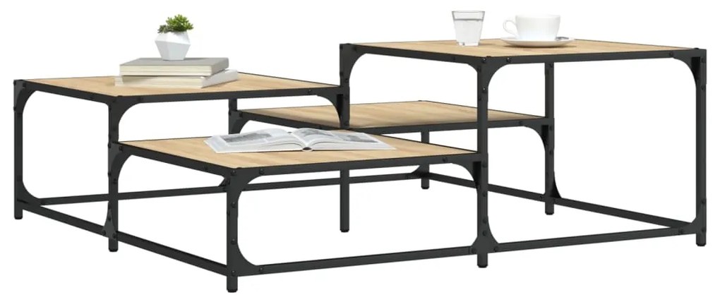 Mesa de centro 107x107x40 cm derivados madeira carvalho sonoma