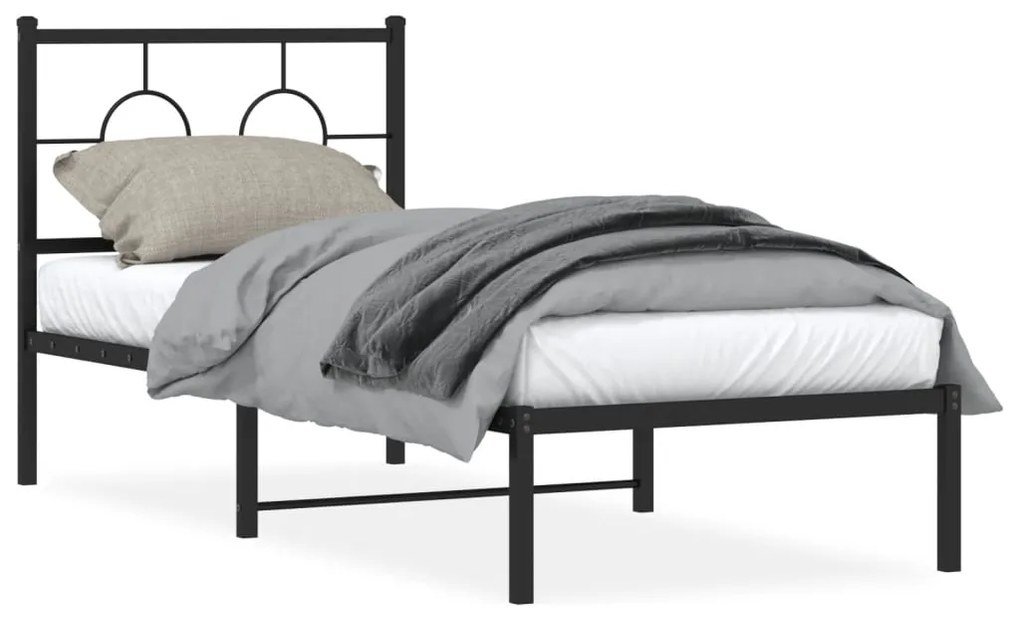 vidaXL Estrutura de cama com cabeceira 80x200 cm metal preto