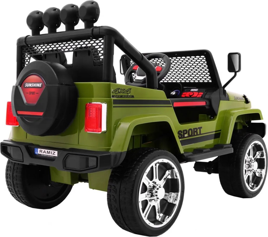 Jipe elétrico para Crianças NEW Raptor DRIFTER 4 x 4, 12V Rodas Espuma EVA, Assento couro Verde
