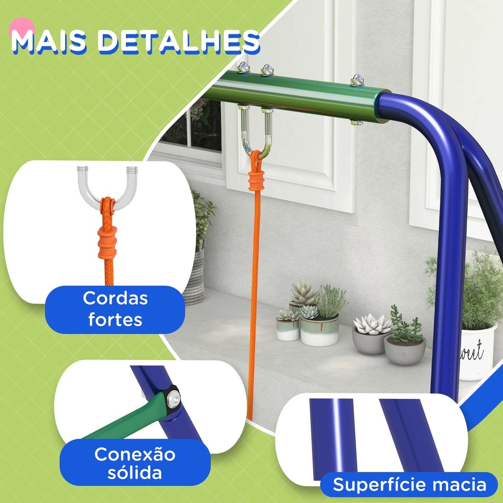 Conjunto de Baloiço Infantil Baloiço para Crianças de 3-8 Anos com 2 A