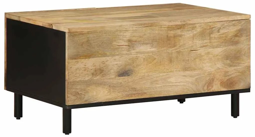 Mesa de centro 80x50x40cm madeira mangueira áspera maciça preto