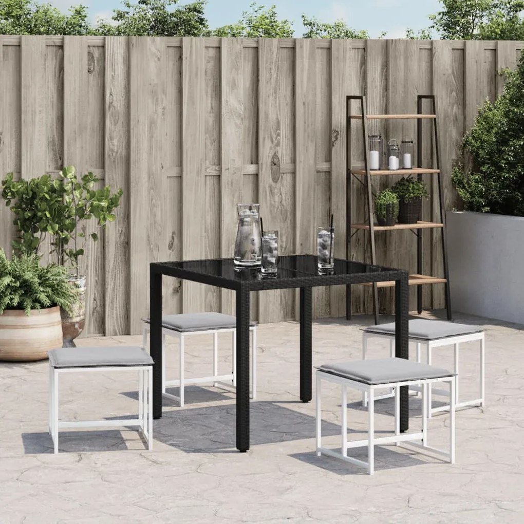 Bancos de jardim c/ almofadões 4 pcs aço e textilene branco
