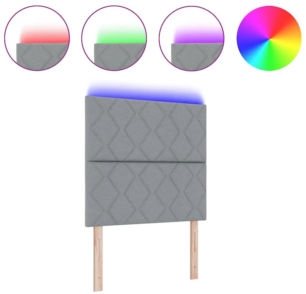 Cabeceira LED vidaXL Design de Blocos de Diamante Cinza Claro 100 cm T