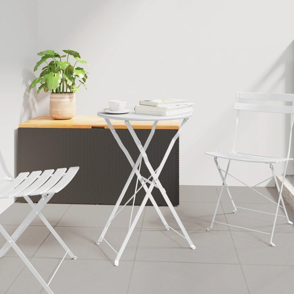 vidaXL Mesa de Bistro Dobrável Branca Ø50x71 cm Aço com revestimento em pó