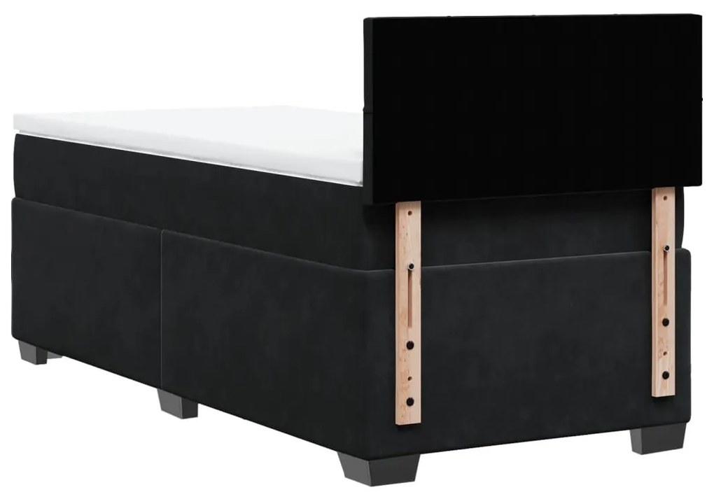 Cama box spring com colchão solteiro veludo preto